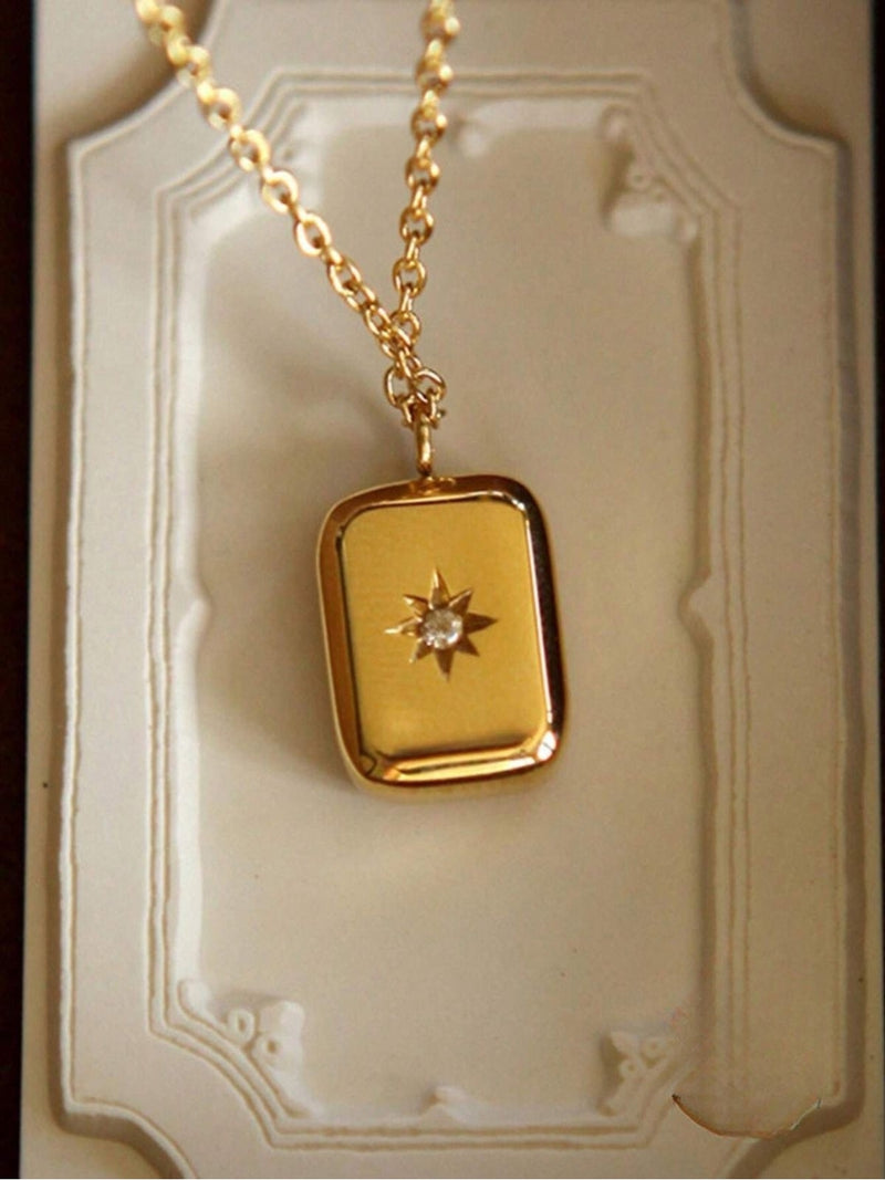 18K Gold Star Bar Pendant Necklace | Anti Tarnish Everyday Chain