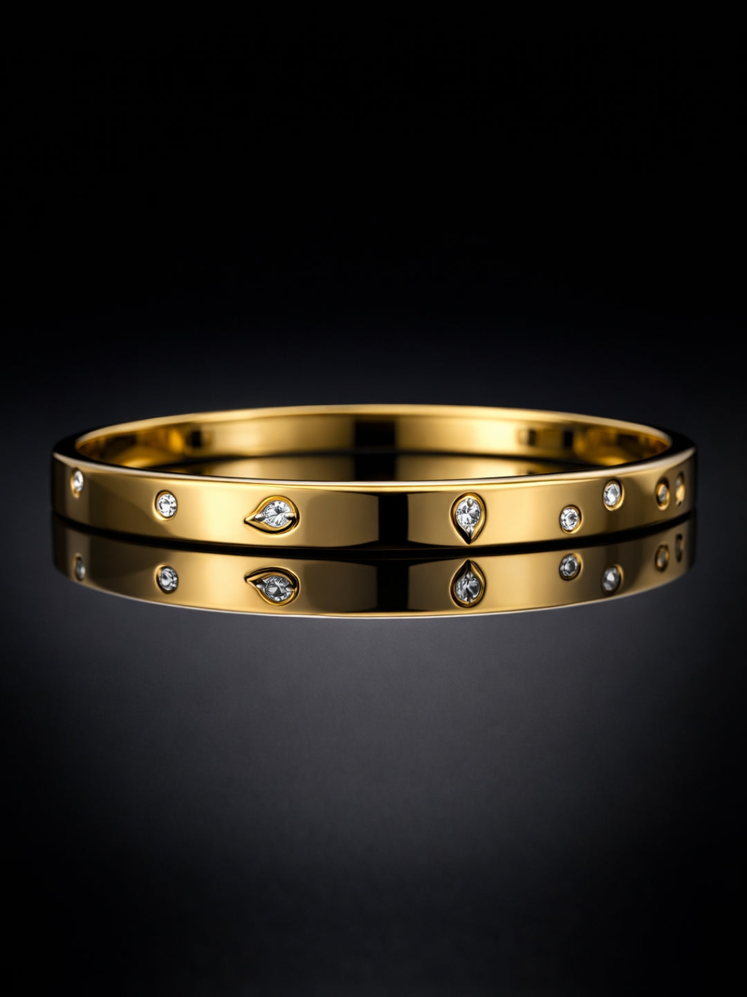 18K Gold Marquise CZ Studded Bracelet | Anti Tarnish Cuff