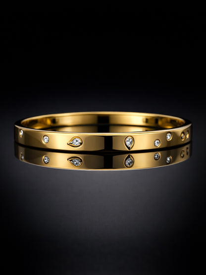 18K Gold Marquise CZ Studded Bracelet | Anti Tarnish Cuff