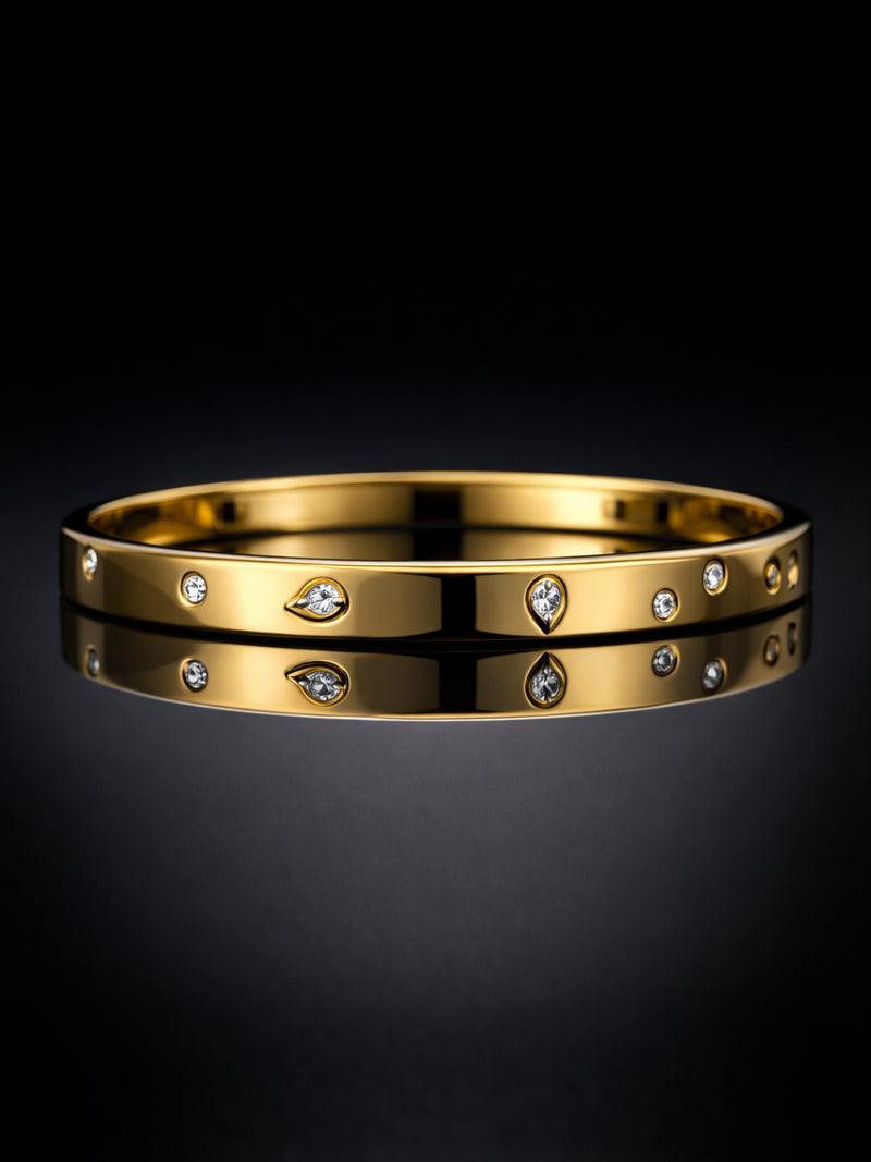 18K Gold Marquise CZ Studded Bracelet | Anti Tarnish Cuff