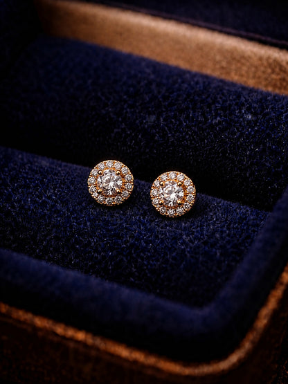 Small CZ Stud Earrings in 18K Rose Gold | Anti Tarnish Stainless Steel