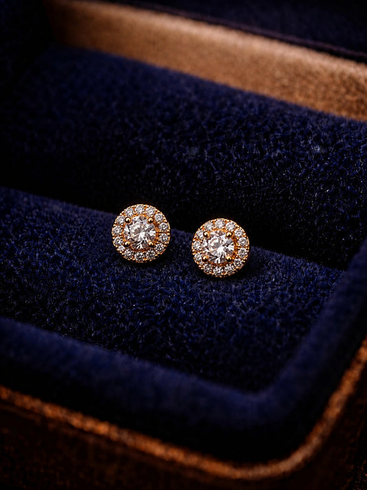 Small CZ Stud Earrings in 18K Rose Gold | Anti Tarnish Stainless Steel