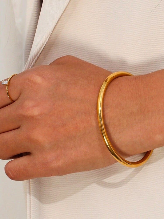 Plain Cuff Bangle – 18K Gold Plated | Anti-Tarnish Everyday Bracelet