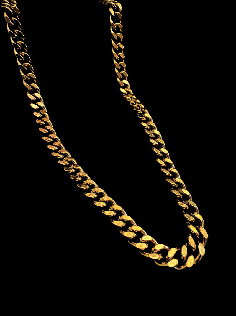 18K Gold Cuban Link Chain for Men – 8mm Stainless Steel Necklace 22 Inch