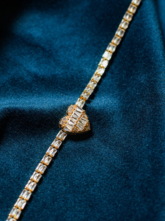 Heart Moissanite Tennis Bracelet – 18KT Gold Plated