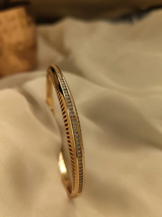 Vérité Pavé Cuff – Rose Gold Plated | Fully Studded with AD | Luxe Press-Lock