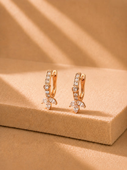 Rose Gold CZ Marquise Hoop Earrings | Anti Tarnish Everyday Hoops