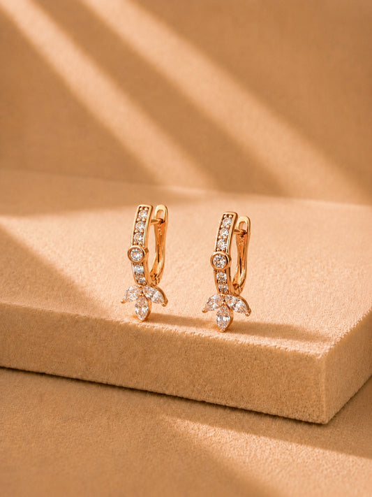 Rose Gold CZ Marquise Hoop Earrings | Anti Tarnish Everyday Hoops