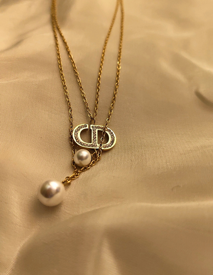 CD Multilayer Pearl Drop Chain