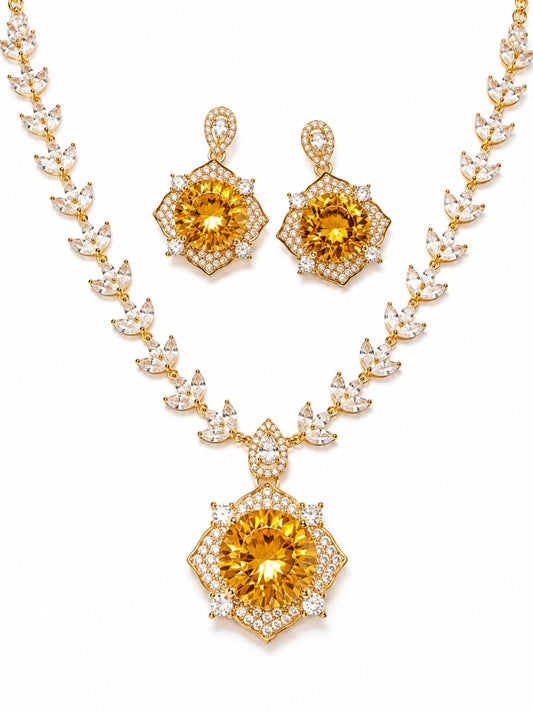 Splendore Golden Halo Necklace & Earring Set, 18K Gold-Plated