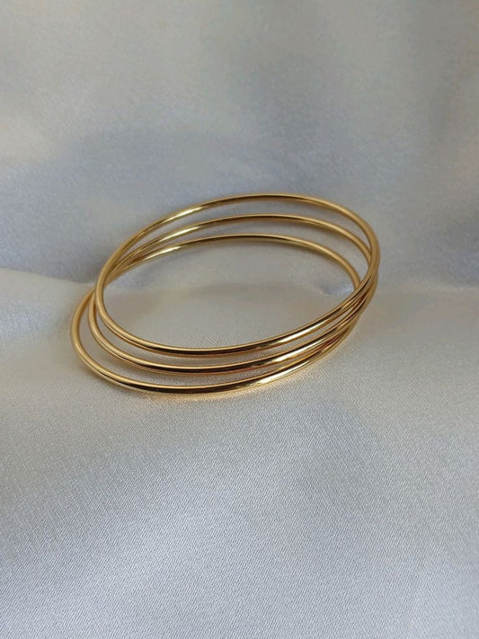Slim Gold Stackable Bangles Set of 3 – Anti Tarnish Everyday Wear
