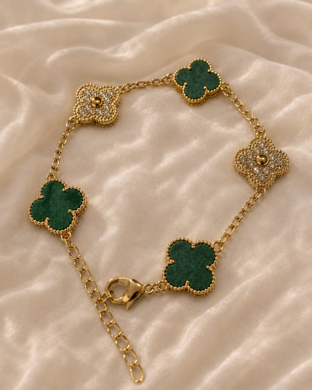 Éternité Quatrefoil Bracelet, 18K Gold-Plated - Emerald