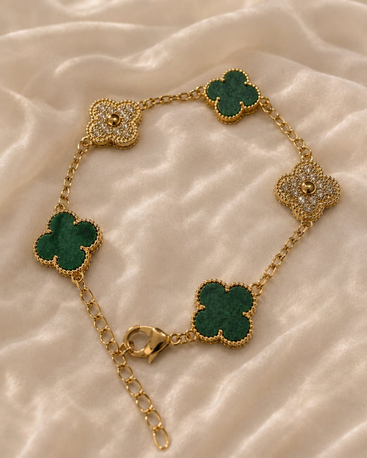 Éternité Quatrefoil Bracelet, 18K Gold-Plated - Emerald