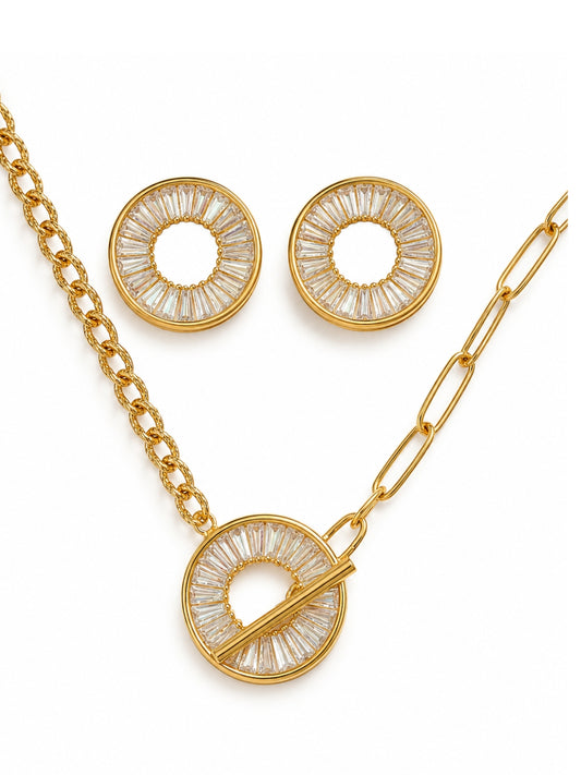 Raggio Sunburst Toggle Necklace & Earring Set, 18K Gold-Plated
