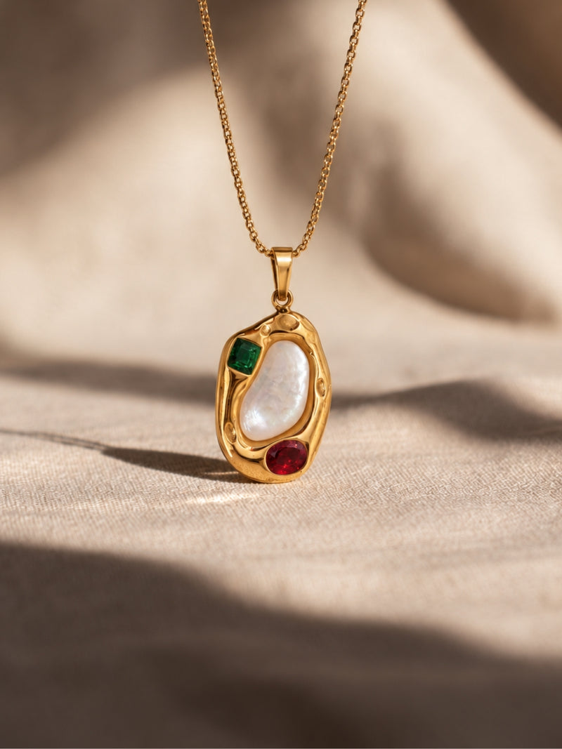 Riviera Freeform Pearl & Crystal Pendant Necklace