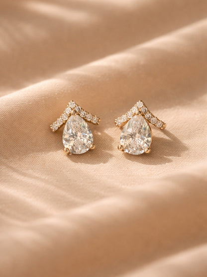 18K Rose Gold Teardrop V Stud Earrings – AD Sparkle