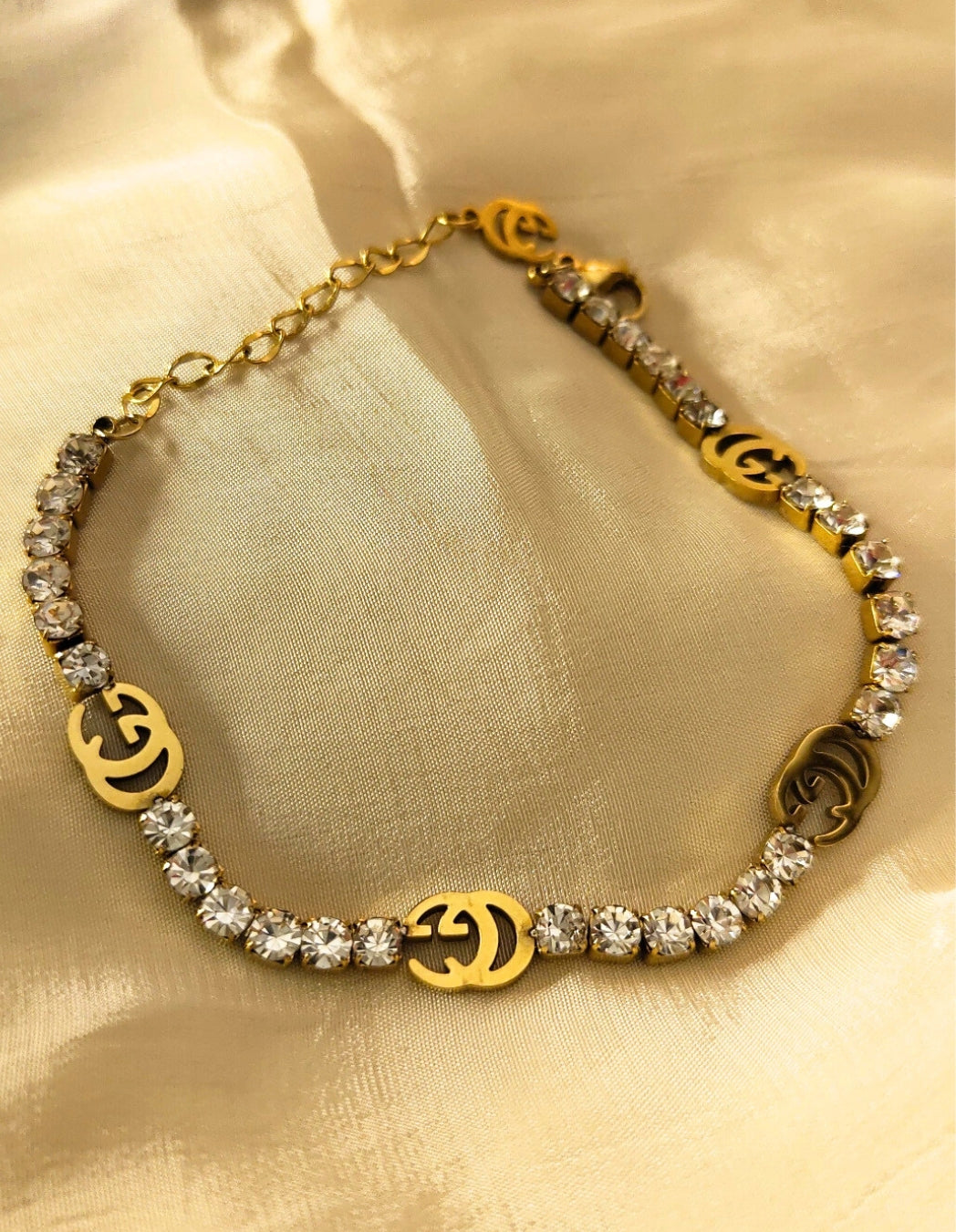 Brand inspired Fully Studded Chain Bracelet