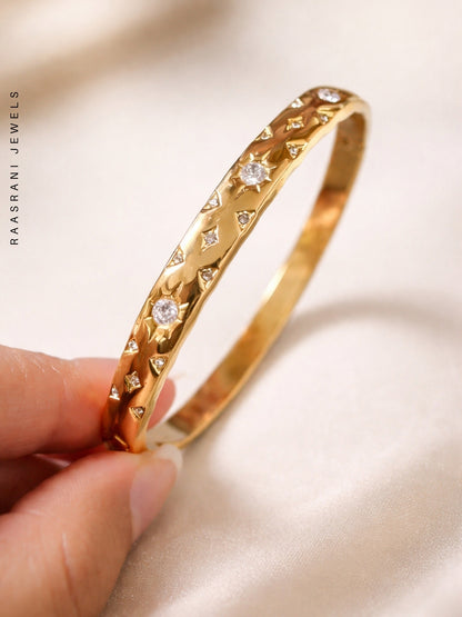 Celeste Texture Gold Bracelet with CZ | Anti-Tarnish Everyday Wear