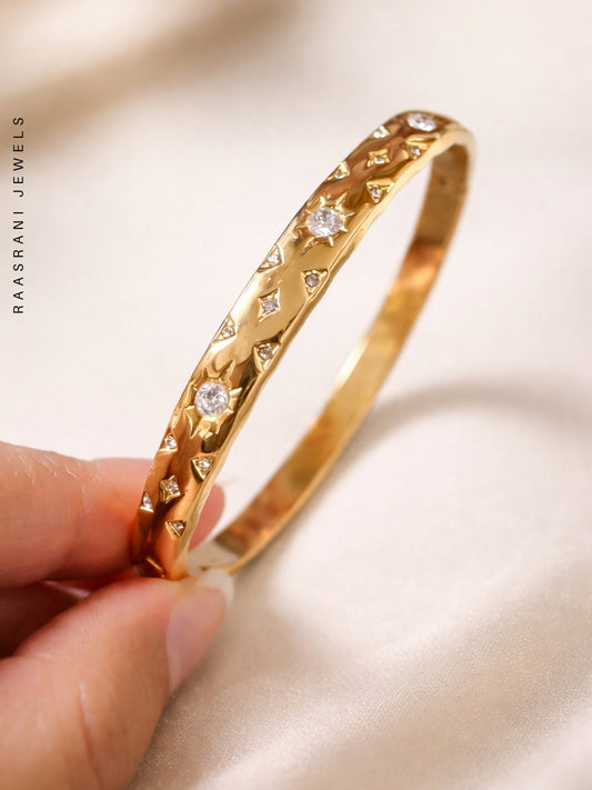 Celeste Texture Gold Bracelet with CZ | Anti-Tarnish Everyday Wear