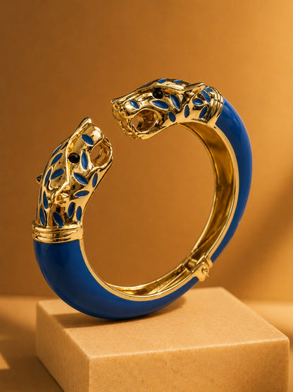 Vittoria Panther Kada Bangle, 18K Gold-Plated - Blue