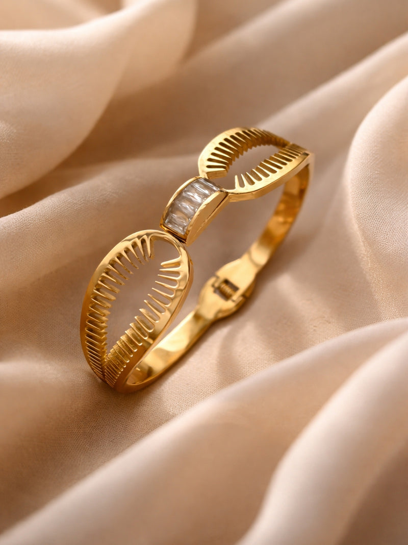 18K Gold Plated CZ Thorn Cuff Bracelet | Anti Tarnish
