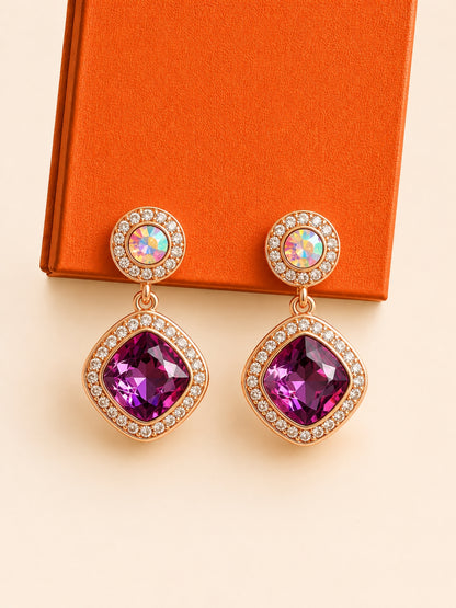 Orchid Halo Drop Earrings, 18K Rose Gold-Plated