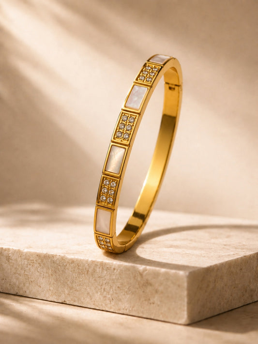 Mother of Pearl Studded Bangle Bracelet