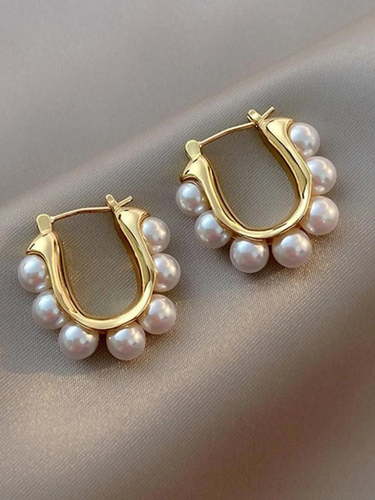 Gold Pearl Hoop Earrings – Full Pearl Sculptural Hoops