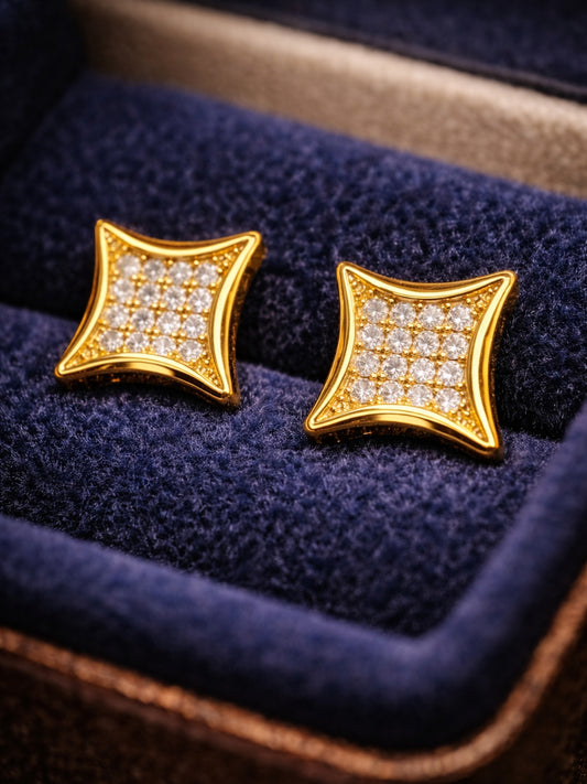 Quad Star CZ Stud Earrings – 18K Gold Plated Anti-Tarnish Studs