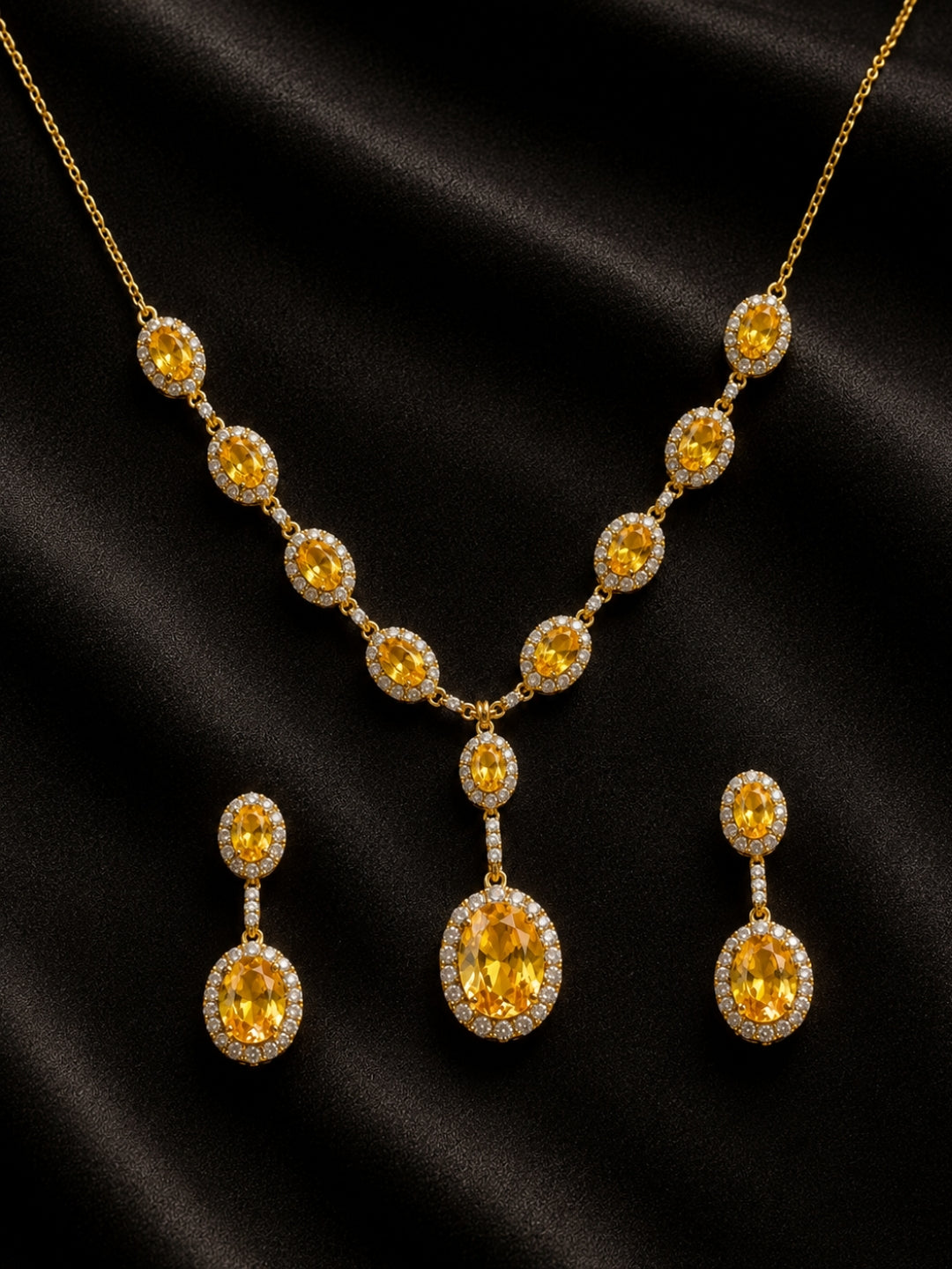 Girasole Golden Halo Necklace & Earring Set, 18K Gold-Plated