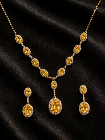 Girasole Golden Halo Necklace & Earring Set, 18K Gold-Plated