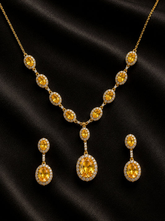 Girasole Golden Halo Necklace & Earring Set, 18K Gold-Plated