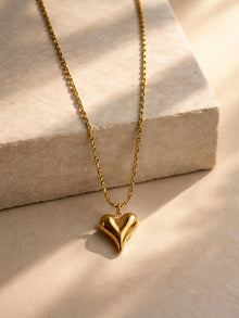 18K Gold Heart Beaded Chain Necklace – Stainless Steel
