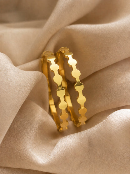 18K Gold Hexa Bead Stackable Bangles Pair | Anti Tarnish (2.6)