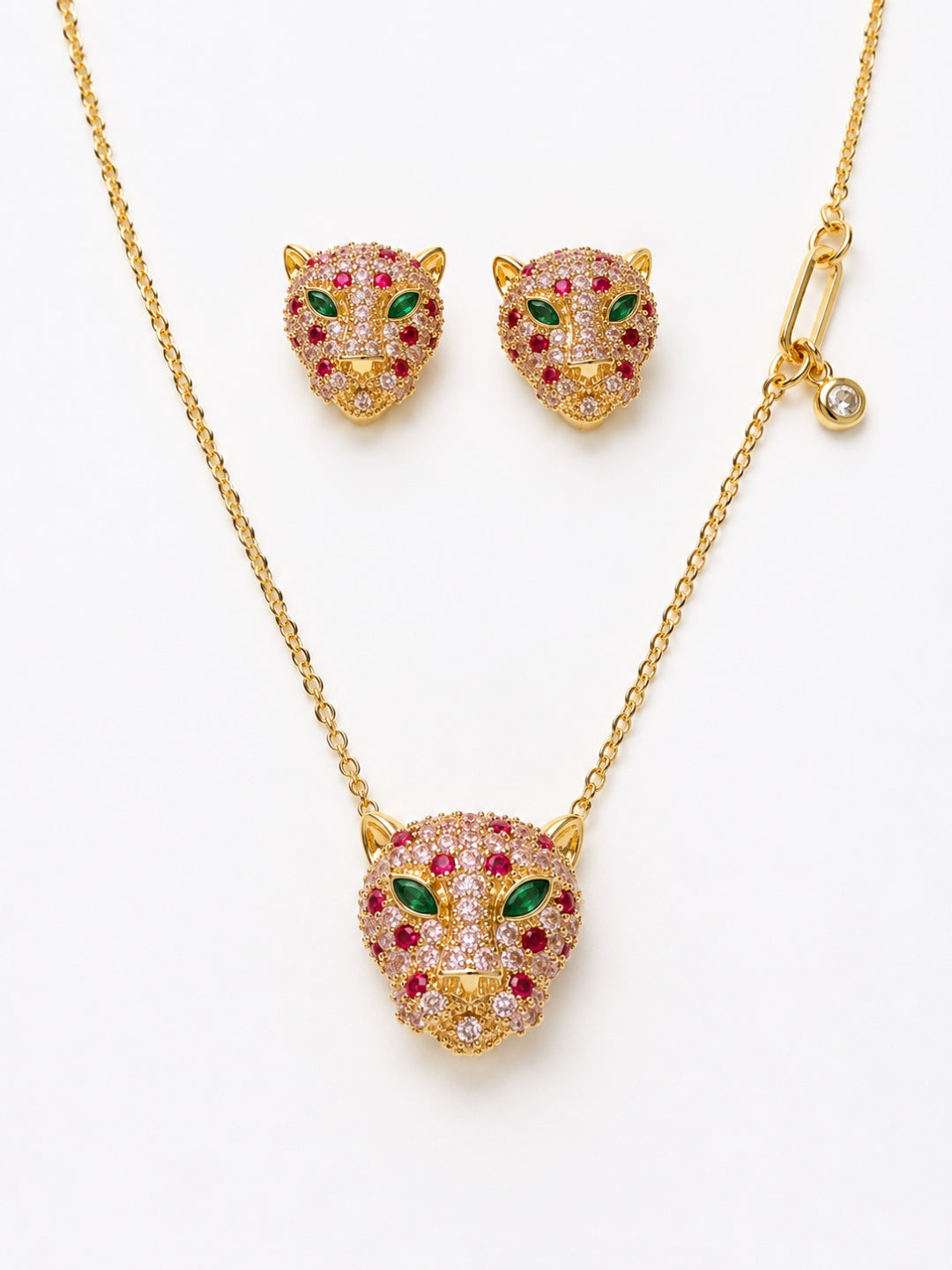 Ferocia Panther Necklace & Earring Set, 18K Gold-Plated