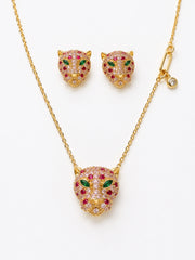 Ferocia Panther Necklace & Earring Set, 18K Gold-Plated