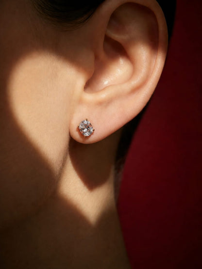 Oval-Cut Solitaire Stud Earrings | 18K Gold Plated Stainless Steel