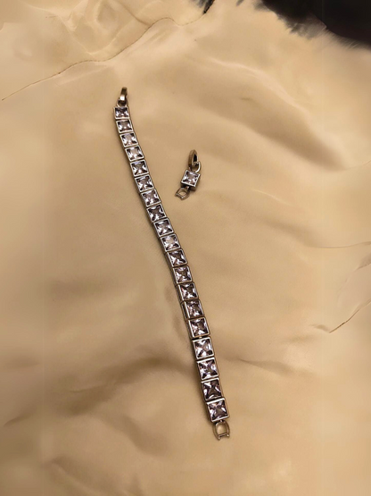 Silver Square Stone Tennis Bracelet