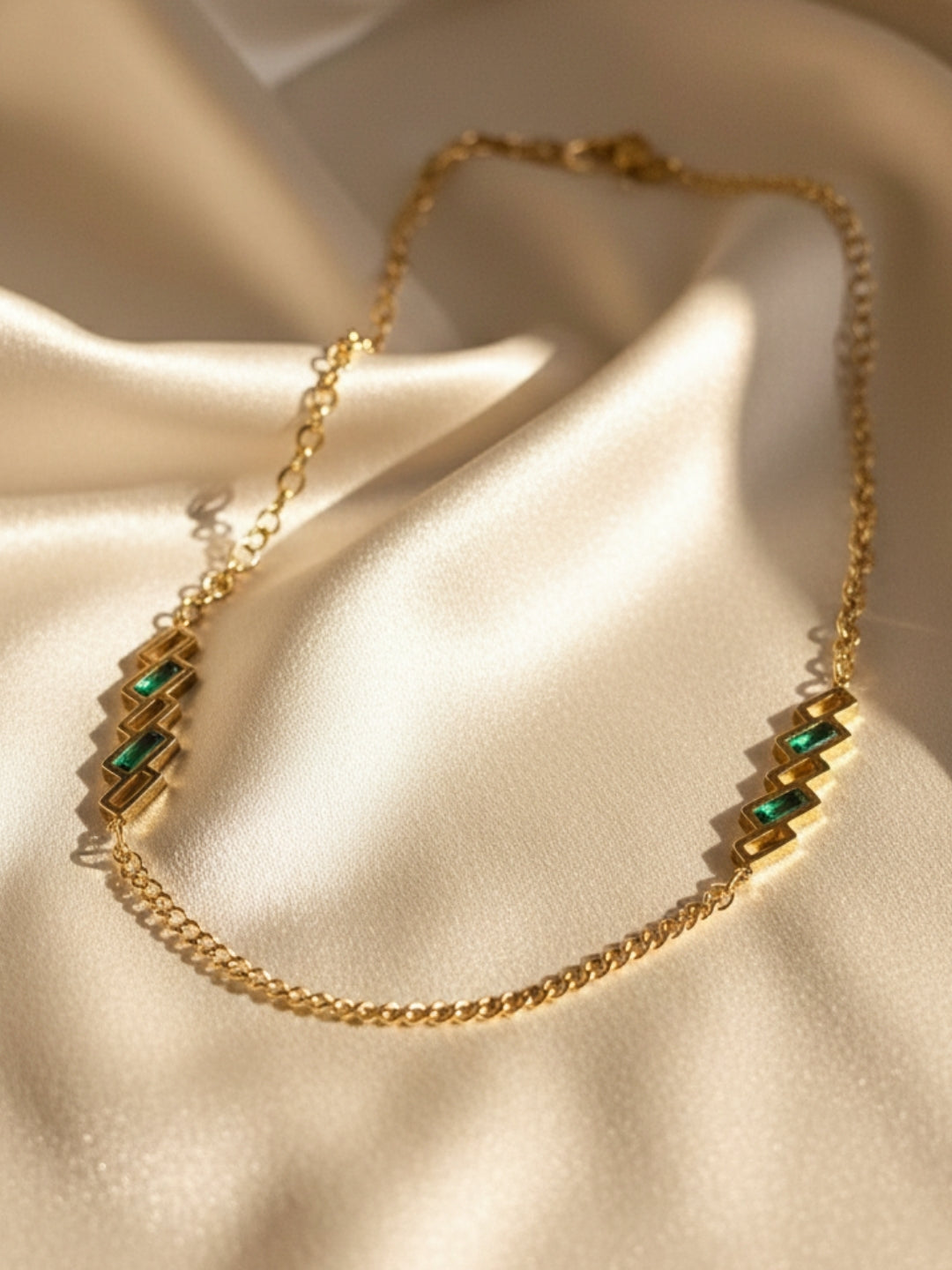 2 style chain with Green CZ
