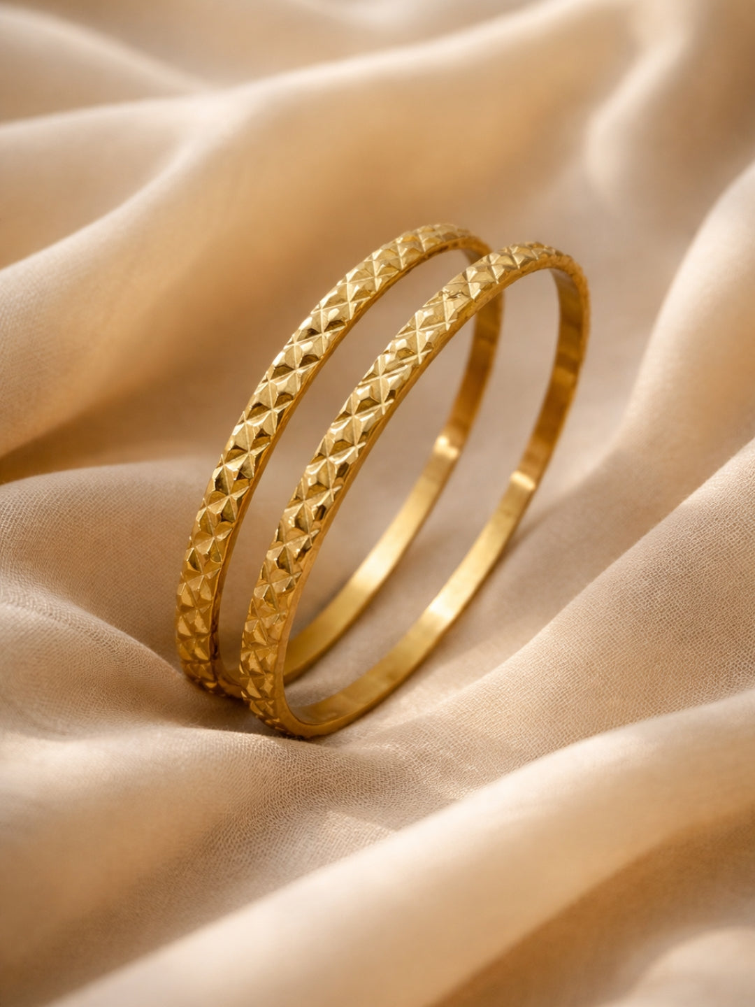 Risen Barfi Textured Gold Bangles – 18K Gold Plated