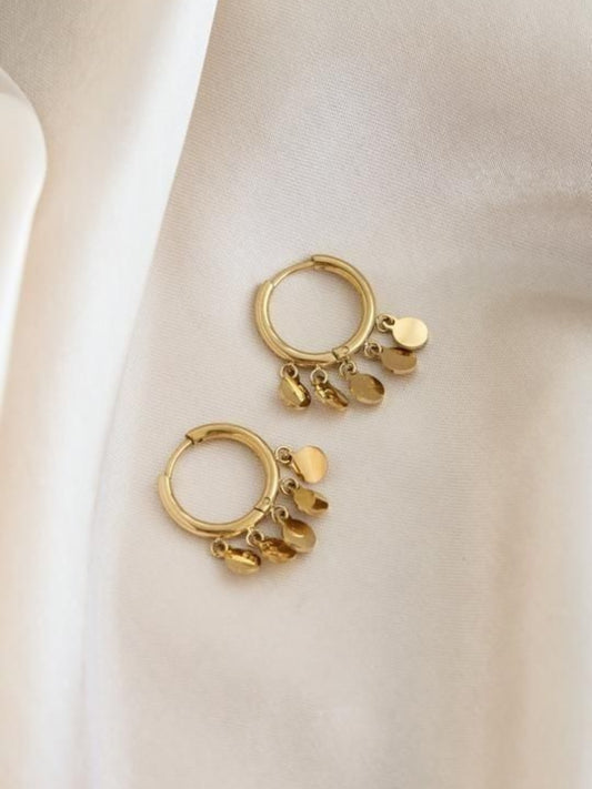 Gold Hoop Earrings with Dangling Charms – Fashion Jewelry