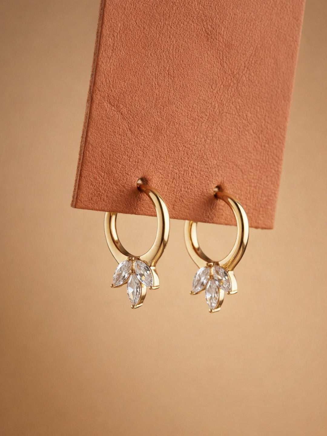 18K Rose Gold Tri Marquise Hoop Earrings – Dainty AD Hoops
