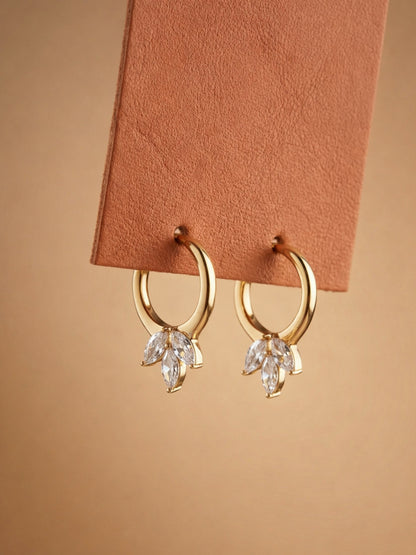 18K Rose Gold Tri Marquise Hoop Earrings – Dainty AD Hoops