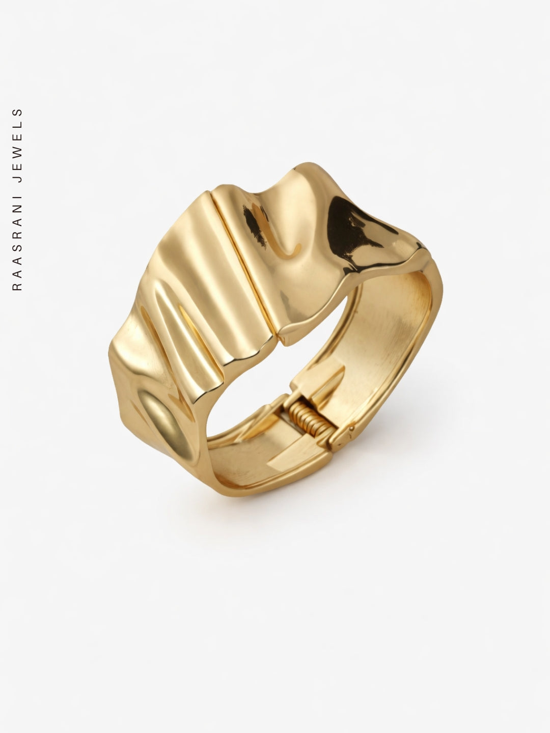 Matte Sculptural Broad Cuff Bracelet | 18K Gold Plated Stainless Steel