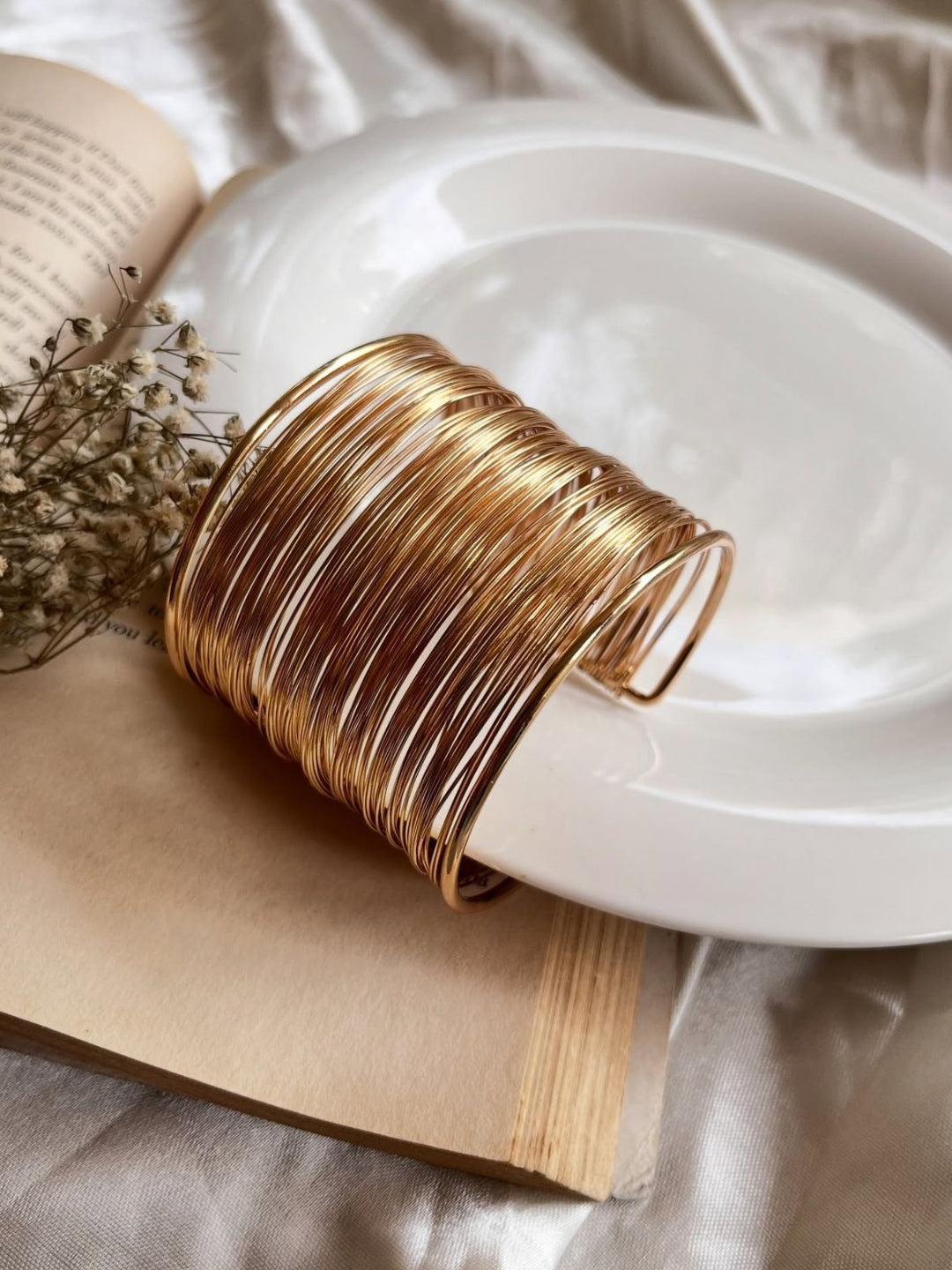 Gold Wired Stack Cuff Bracelet – 18K Gold Plated Stainless Steel