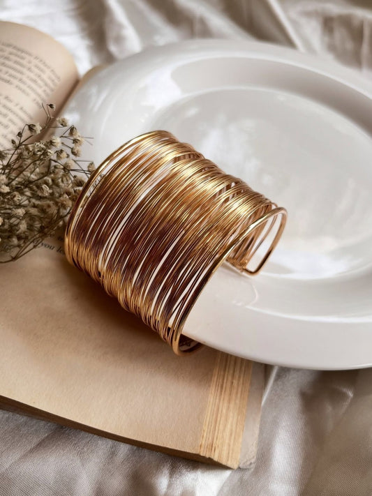 Gold Wired Stack Cuff Bracelet – 18K Gold Plated Stainless Steel