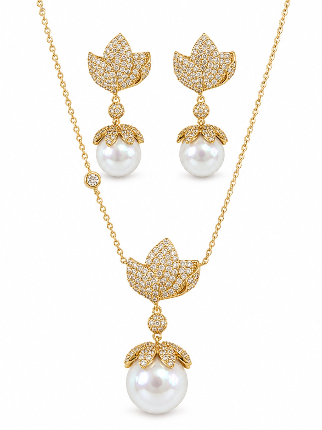 Ninfea Pearl Necklace & Earrings Set