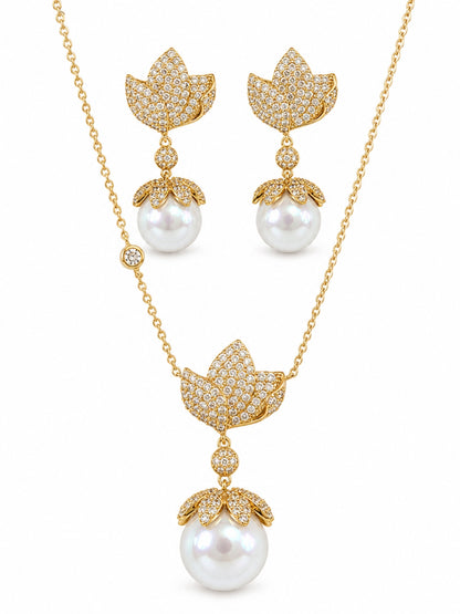 Ninfea Pearl Necklace & Earrings Set