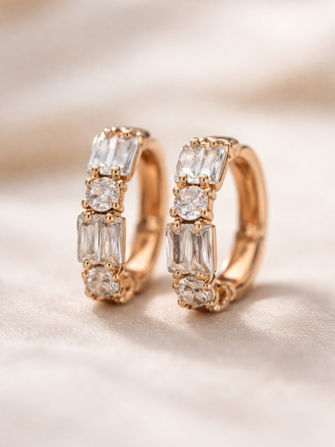 Multi Shape AD Rose Gold Hoop Earrings | Anti-Tarnish Daily Wear