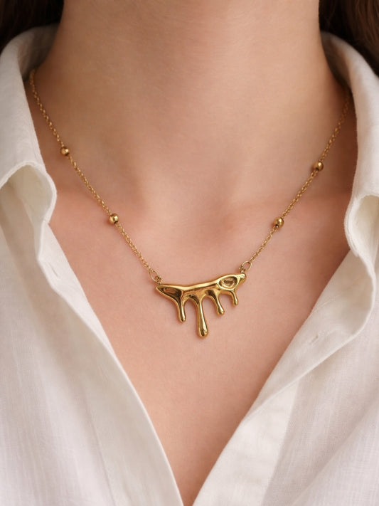 Melted Pendant Chain – 18K Gold Plated Minimal Neckpiece